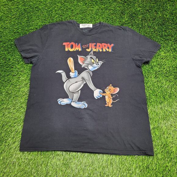 Tom-And-Jerry Shirt XL/2XL 25x29 Black - Picture 1 of 12